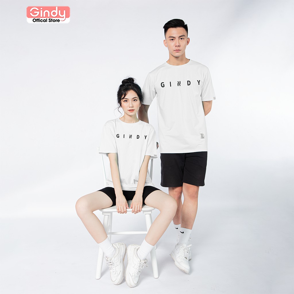 Áo phông thun trơn nam nữ tay lỡ form rộng GINDY 8 màu chất cotton thời trang unisex basic A028