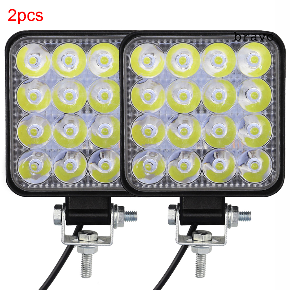 Set 2 đèn LED vuông 48W hỗ trợ xe tải lái xe thời tiết nhiều sương mù