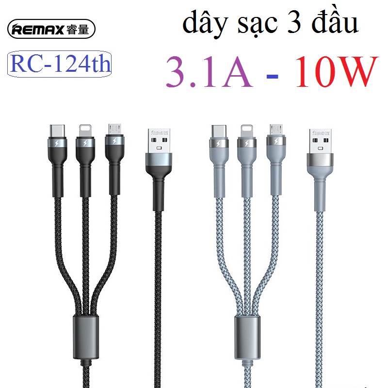 cáp sạc 3 đầu Remax rc124th