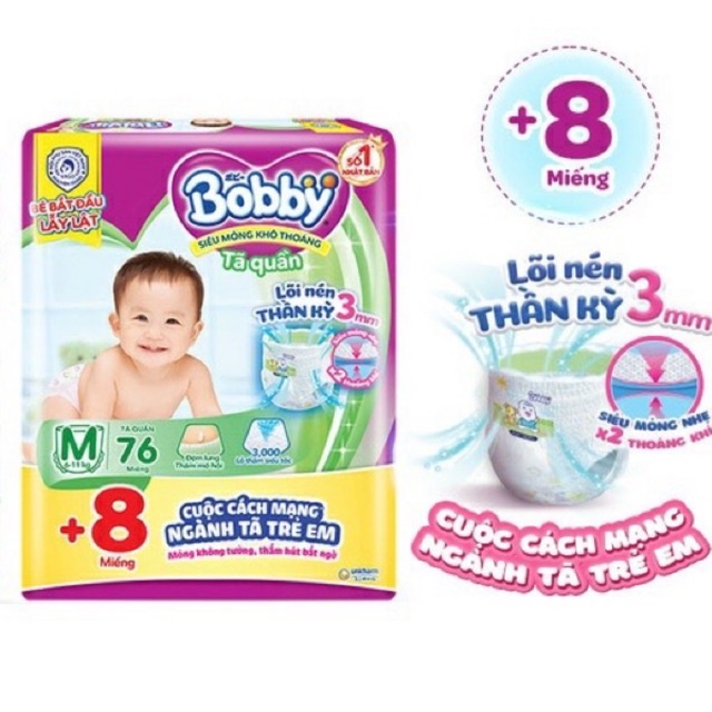 Tã quần bobby M74/L68/Xl62/XXL56 mẫu mới