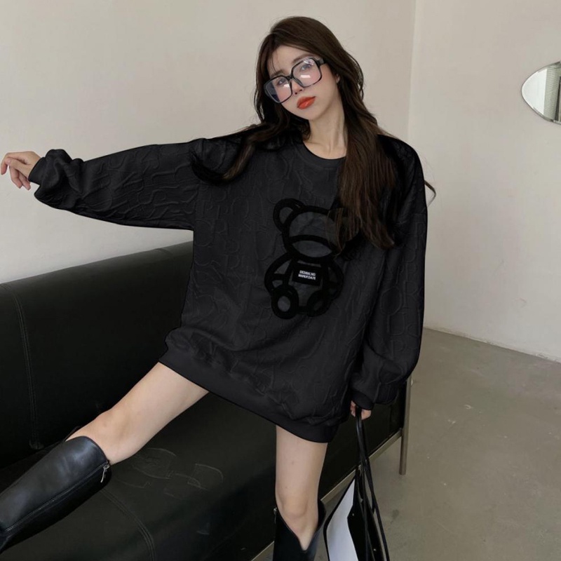 IELGY  Áo sweater Mỏng Tay Dài Dáng Rộng Kiểu Đường Phố Cá Tính Cho Nữ