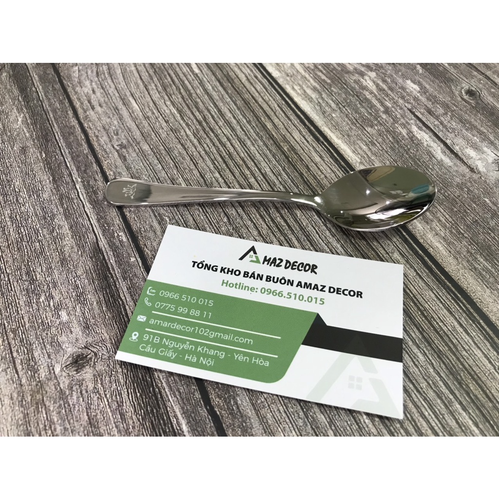 Thìa muỗng inox 304 cán nhỏ logo hoa sen sáng bóng an toàn cho sức khỏe