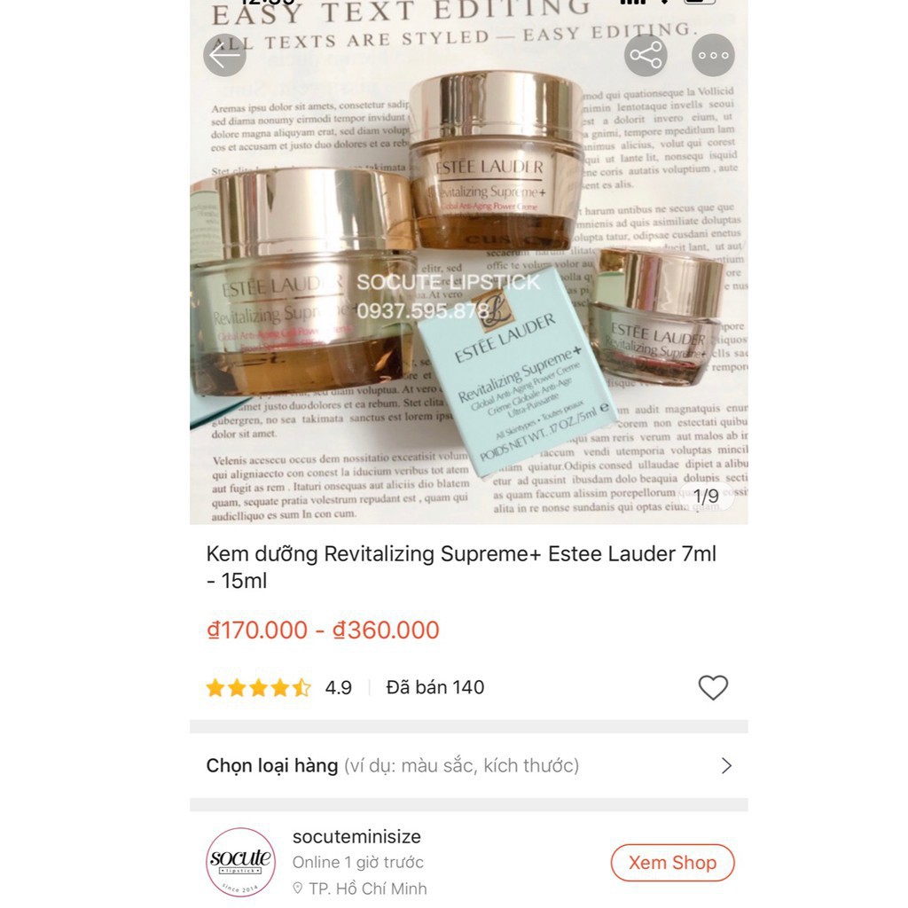 Kem dưỡng trẻ hoá làn da Esstee Lauder Revitalizing Supreme+ Power Creme Minisize 5ml - 7ml - 15ml - 30ml