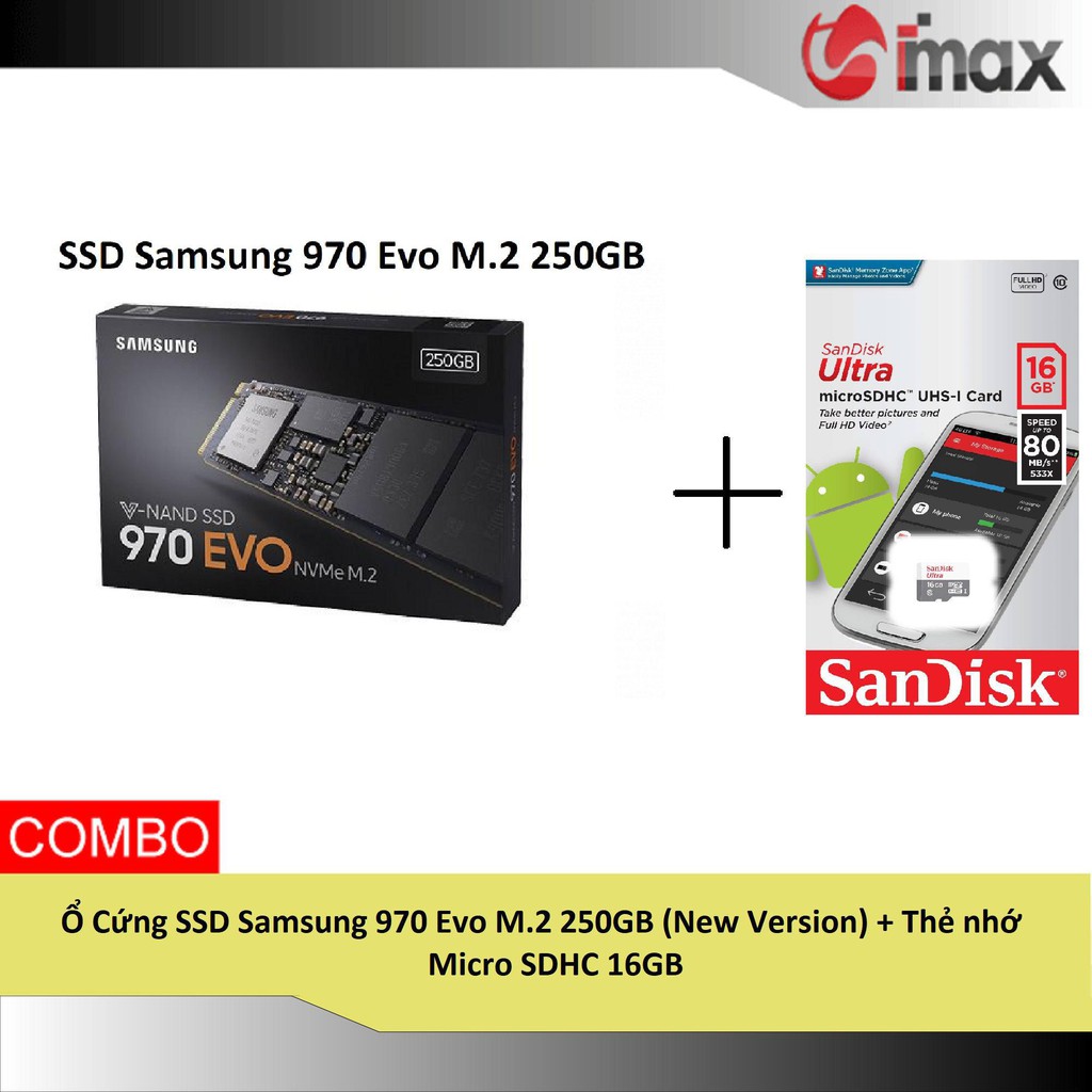 Ổ Cứng SSD Samsung 970 Evo M.2 250GB (New Version) + Thẻ nhớ Micro SDHC 16GB