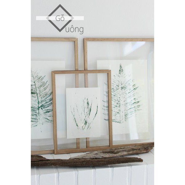 Khung ảnh 2 kính A3 30x40 Double Glass Frame - Khung hình gỗ thông mặt kính treo tường ép hoa khô Woodframe By P'Tee