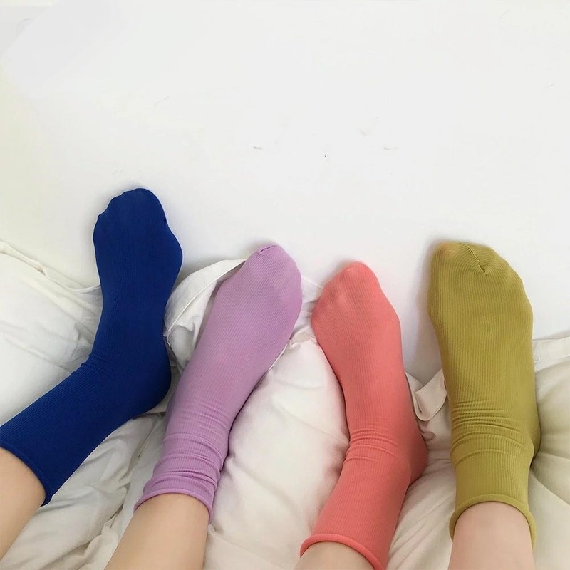Vớ Cổ Cao Màu Sắc Kẹo Ngọt Phong Cách Hàn Quốc Thời Trang Mùa Hè Cho Nữ