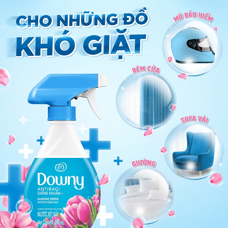 Xịt Vải DOWNY Khử Mùi Và Chống Khuẩn 99.9% Chai 370 ML Hương Nắng Mai/ Huyền Bí/ Đam Mê