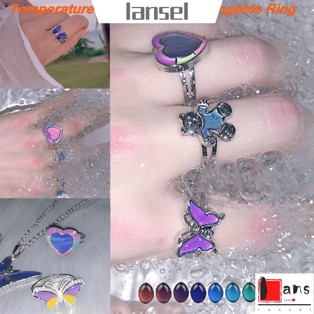 Nhẫn Đính Hình Bướm Và Mặt Trăng Thay Đổi Màu Sắc Theo Nhiệt Độ 6 Kiểu Tùy Chọn Cho Nữ