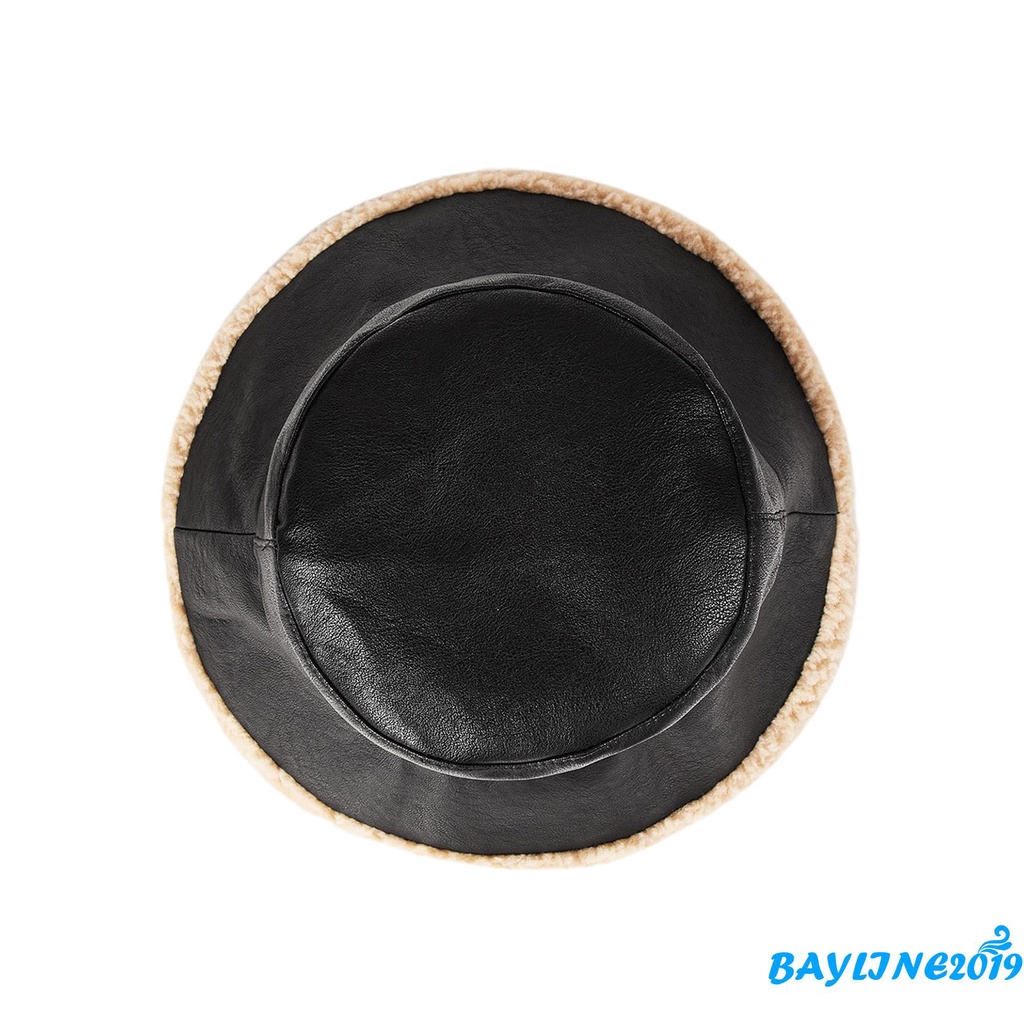 Mũ bucket da PU giữ ấm thời trang thu đông cho nữ