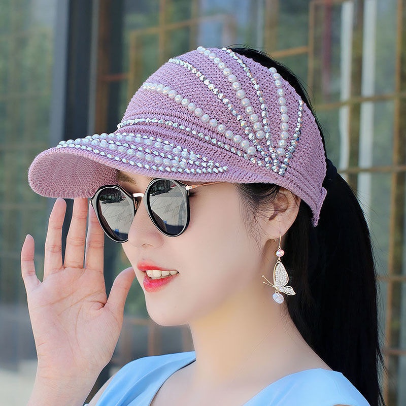 Nón Lưỡi Trai Hở Chóp Đính Đá Phong Cách Hàn Quốc Thời Trang Dành Cho Nữ