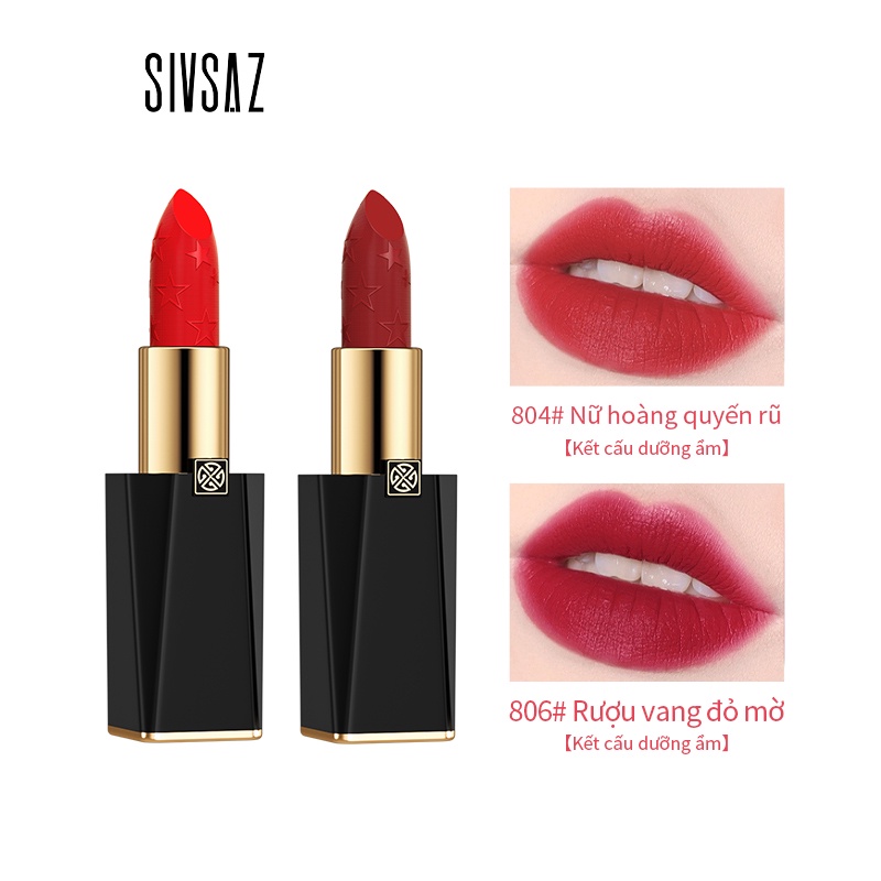 Bộ 2 son môi SIVSAZ màu lì dòng Star Bright dưỡng ẩm không dễ phai màu làm trắng da sử dụng được cho mẹ bầu