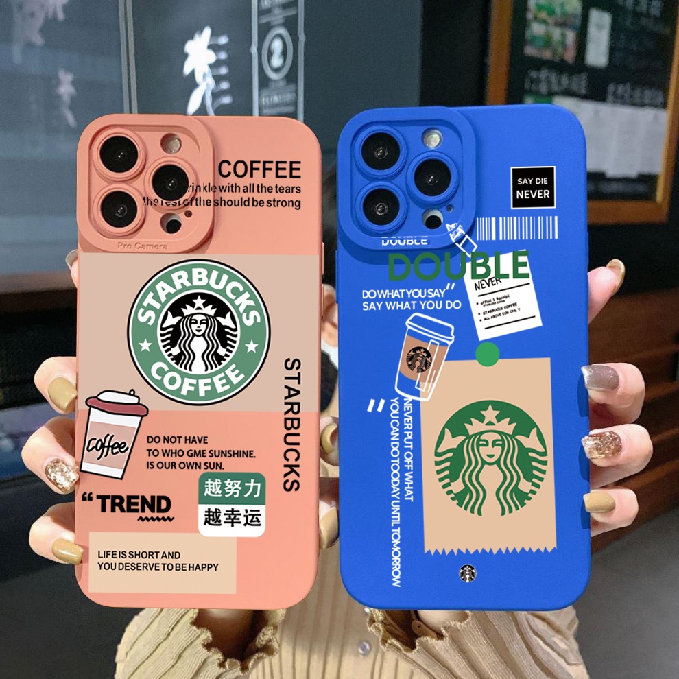 Ốp Điện Thoại Cạnh Vuông Họa Tiết Starbucks Cho Samsung Galaxy A33 A53 A73 5G A32 A52S A72 A31 A41 A71