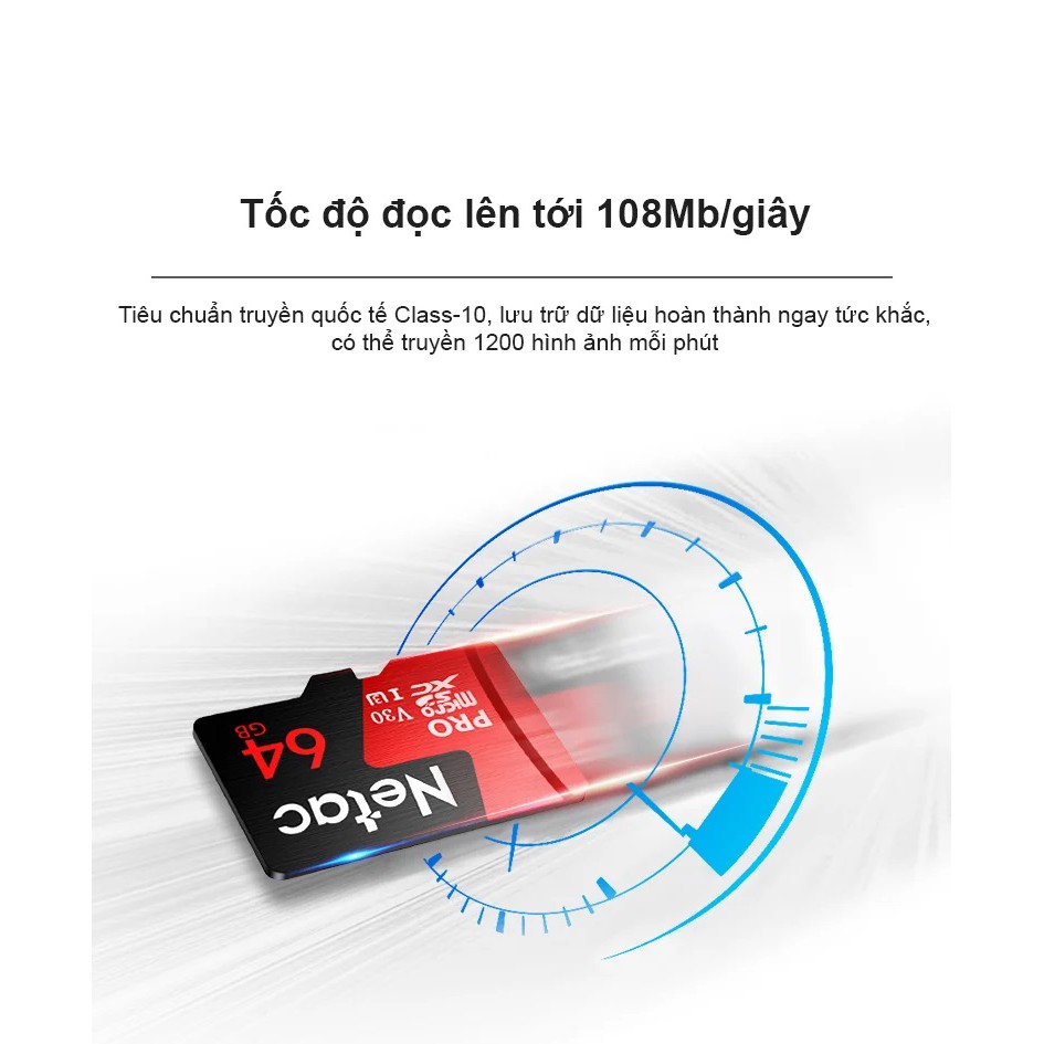 Thẻ nhớ Netac 64GB U3 pro MicroSD tốc độ cao | BigBuy360 - bigbuy360.vn