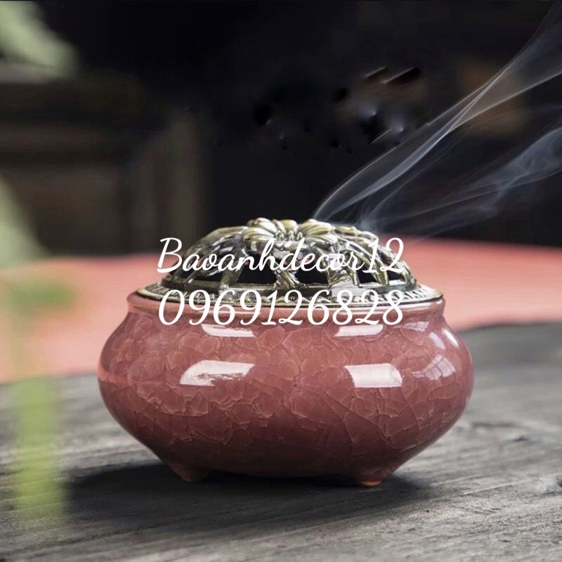 Lư công Trầm, Lư đốt trầm thần sứ nắp hợp kim cao cấp