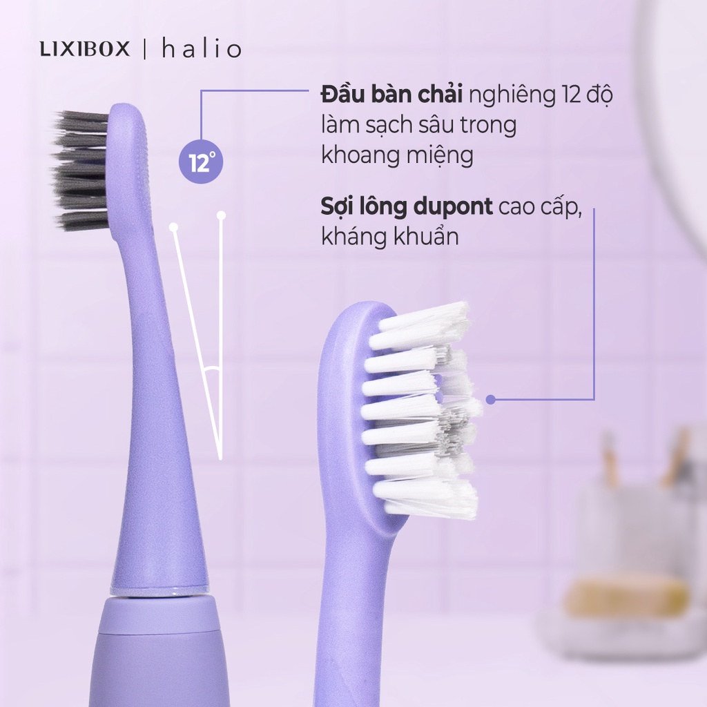 Combo 2 Bàn Chải Điện Halio Whitening Electric Toothbrush - Rose & Purple