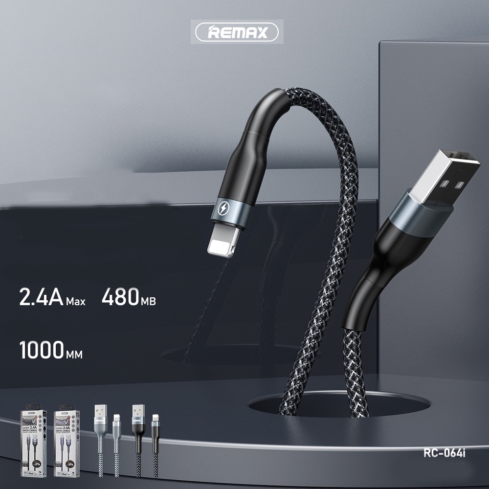Cáp Sạc Điện Thoại Remax RC-124i RC-064 Dòng Sạc Tối Đa 2.4A Truyền Được Dữ Liệu Dài 1M