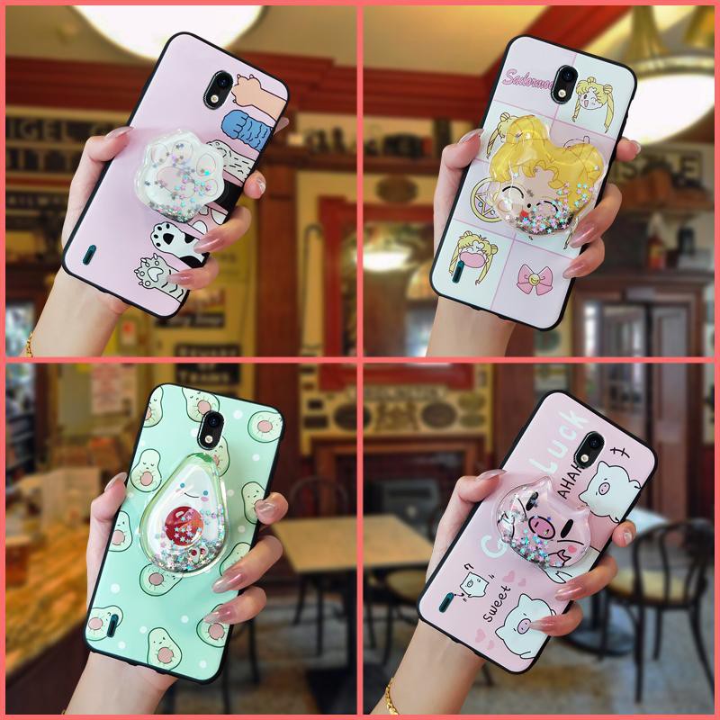 Ốp Lưng Silicone Có Giá Đỡ Hình Hoạt Hình Đáng Yêu Cho Nokia C2