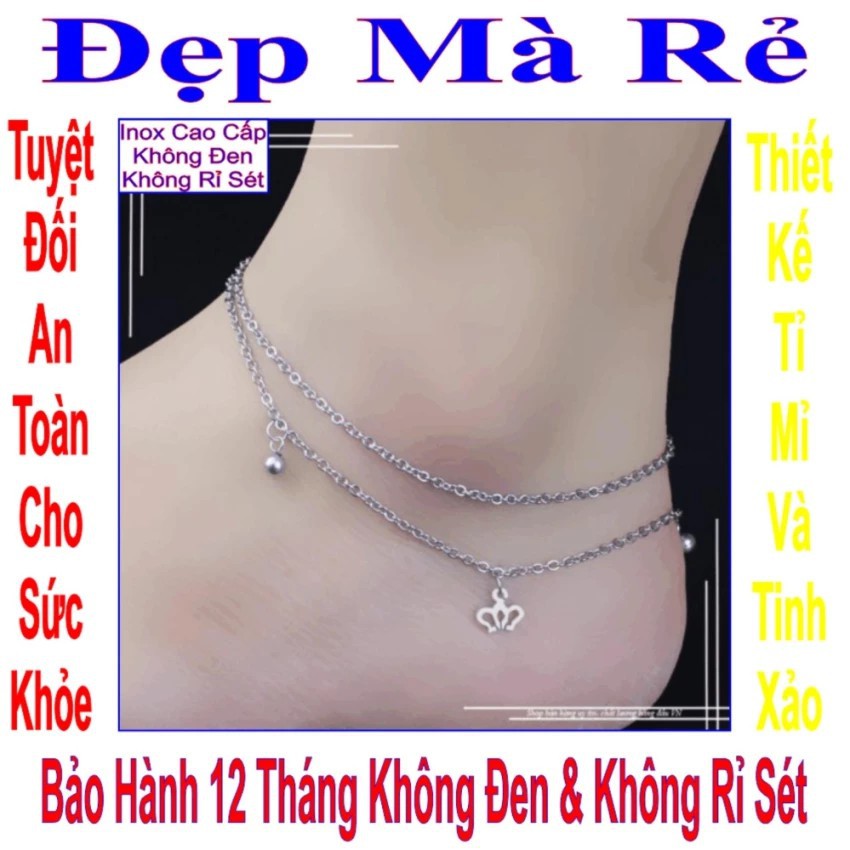 Lắc chân nữ kiểu 2 tầng vương niệm và bi (Trắng) LC00016T015029 | BigBuy360 - bigbuy360.vn