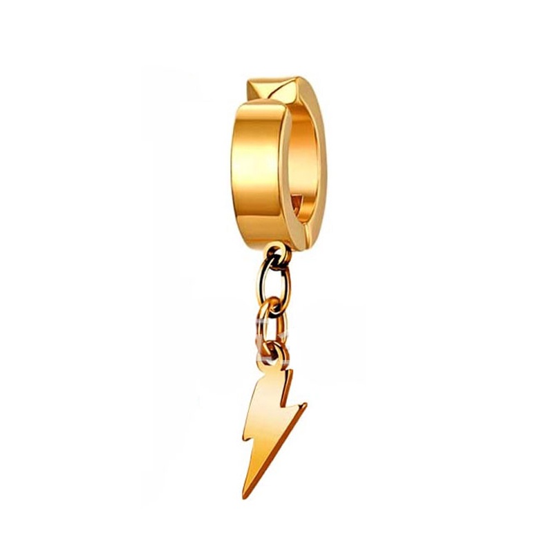 1 mảnh Hợp thời trang Thép Titanium Hợp thời trang Khoá Tai Kẹp Tai Nam Bông Tai Huyền Thoại Tia Chớp Không Có Lỗ Xỏ Tai Kẹp Tai Đeo Tai Nghe Dễ Đeo