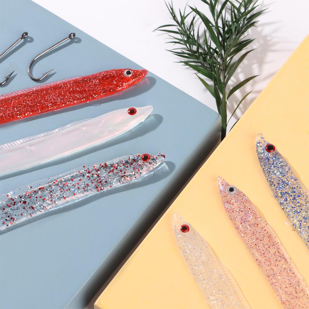 MUVAKO 2pcs/set Hairtail Bait 5 Colors Artificial Soft Silicone Long tail