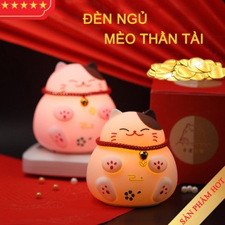 Đèn ngủ silicon Mèo Thần Tài dễ thương Đồ trang trí Quà tặng đẹp [BH 1 đổi 1]