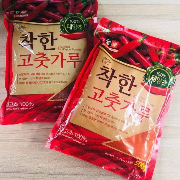 Ớt bột vảy và mịn Hàn Quốc làm kim chi gói 500G
