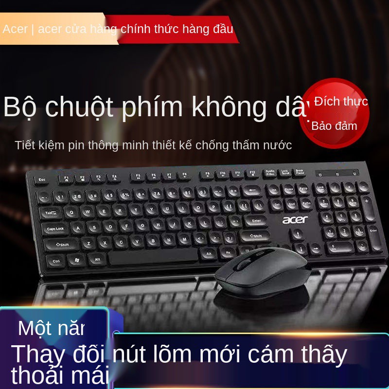 Bộ bàn phím và chuột không dây Acer tắt tiếng văn phòng chơi game có máy tính bảng