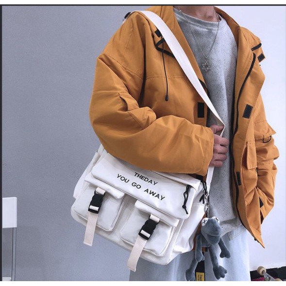 Túi Tote túi vải đeo chéo Canvas cỡ lớn đựng được nhiều đồ đi học đi chơi phong cách Ulzzang Unisex nam nữ