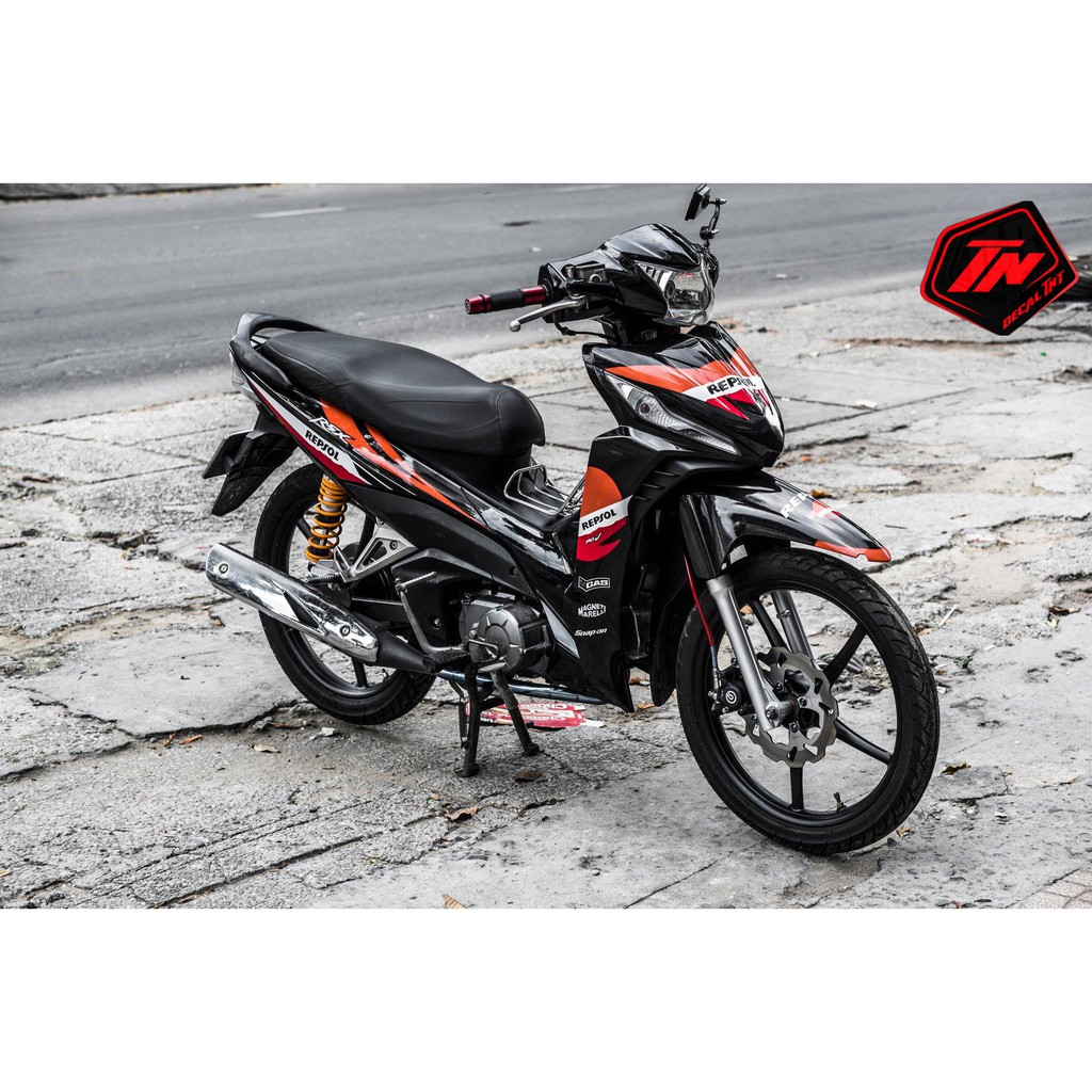 Tem Trùm Wave Rsx Repsol Đen Cam