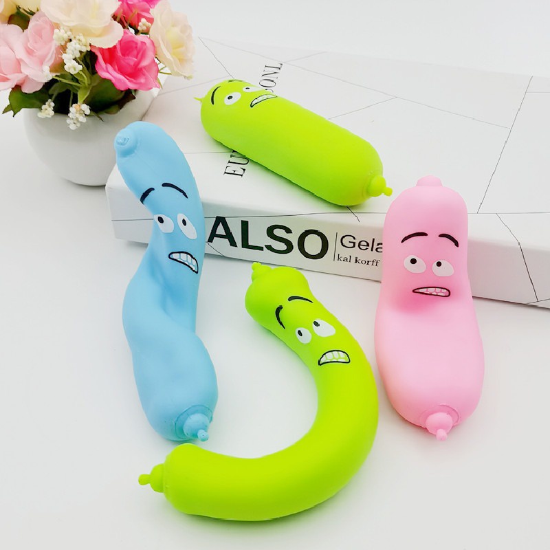 Squishy Xúc Xích Biểu Cảm Khuôn Mặt Đáng Thương Bóp Trút Giận Xả Stress Có Thể Kéo Dài