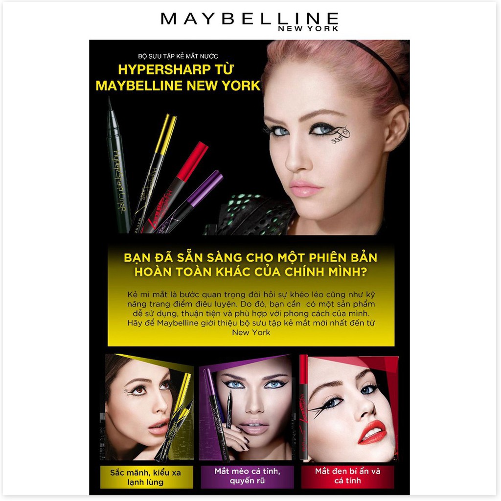 Kẻ Mắt Nước Màu Đen Maybelline Hyper Sharp Laser Black Hyper