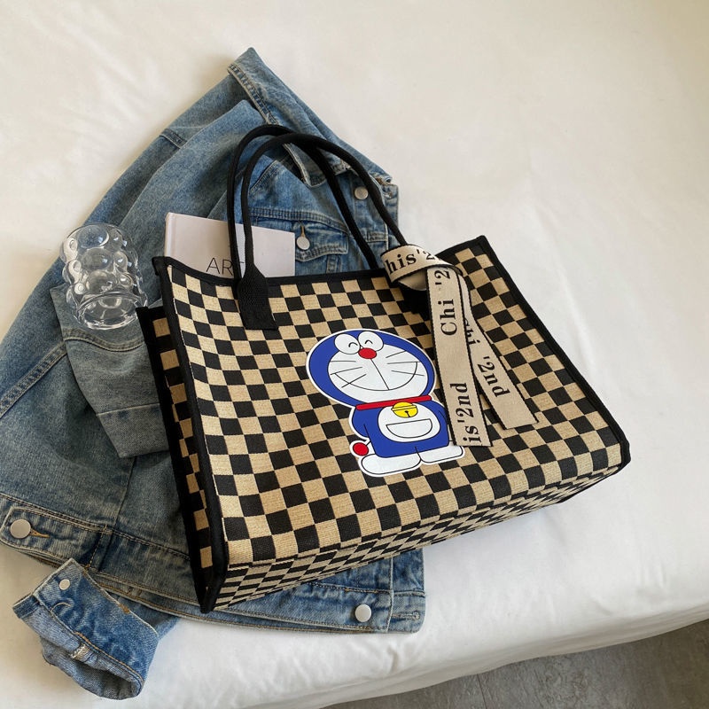 Túi Xách Cỡ Lớn In Hình Doraemon Phong Cách retro Thời Trang Cho Nữ