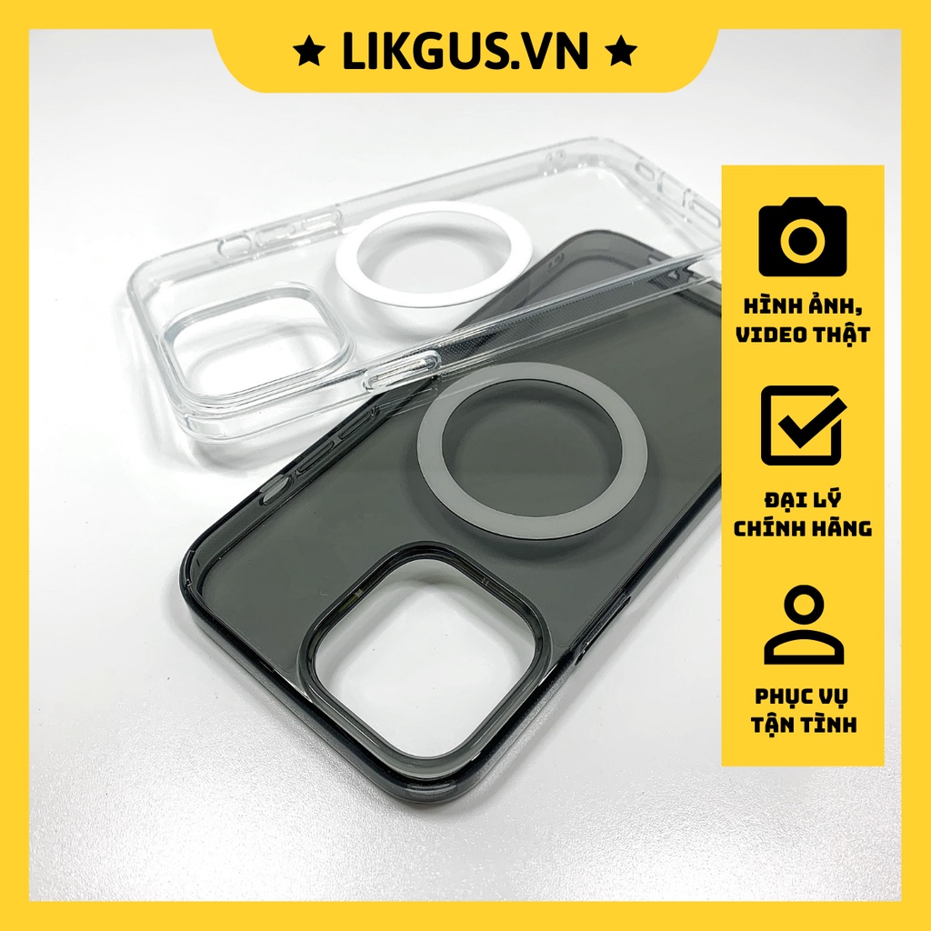 Ốp chính hãng - LIKGUS CRYSTAL Magsafe IPHONE 13/13Pro/13Promax 14/14Pro/14Plus