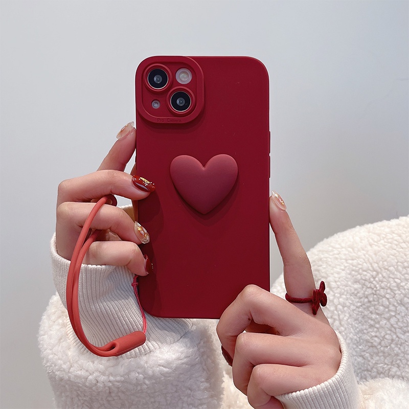 Ốp Điện Thoại Silicon Màu Đỏ Rượu Vang Bảo Vệ lens Gắn Dây Đeo iphone15 11 14 13 12 11 pro xsmax 14promax xr xs 7 8plus
