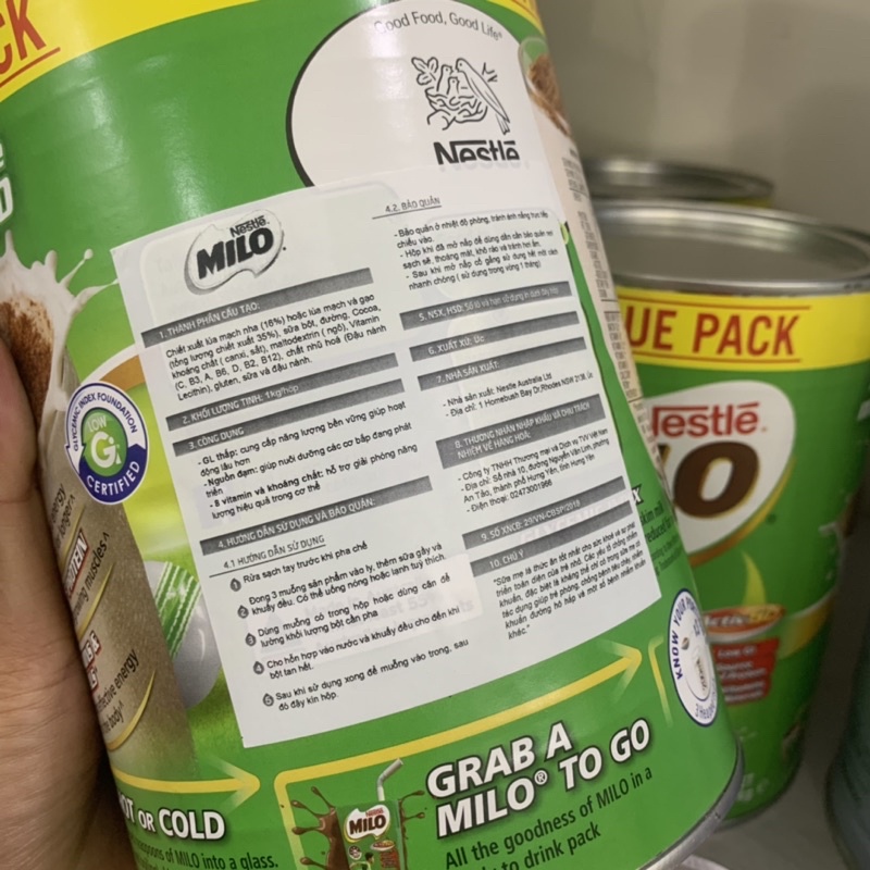 Sữa MILO ÚC 1KG Chính Hãng Nestlé Từ Australia Date 2022