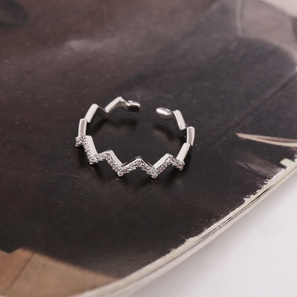 Nhẫn hở thời trang Hàn đơn giản đính đá zircon dành cho nữ