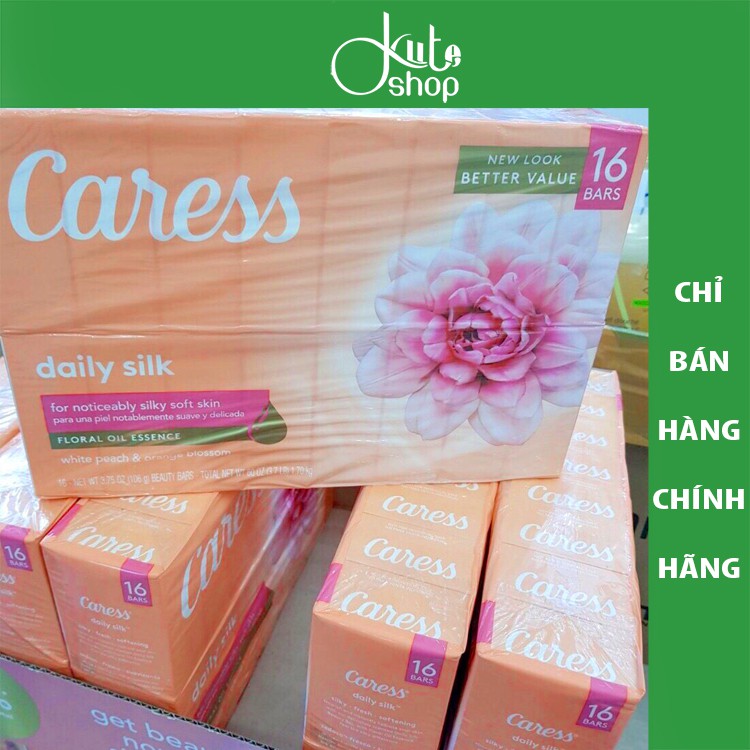 {Mẫu mới} Xà bông cục dưỡng ẩm da Caress Daily Silk Floral Oil Essence 106g