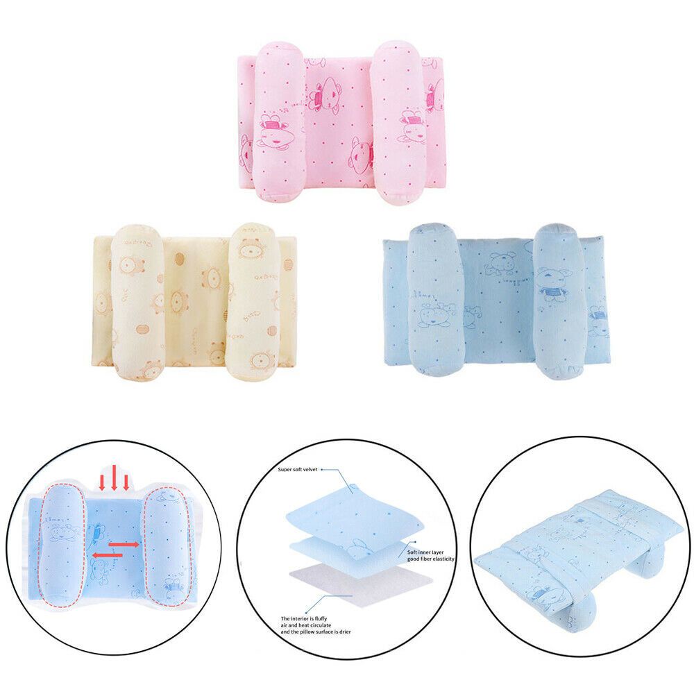 Gối ngủ cố định đầu chống lăn phẳng mềm mại nhiều màu tùy chỉnh cho trẻ sơ sinh