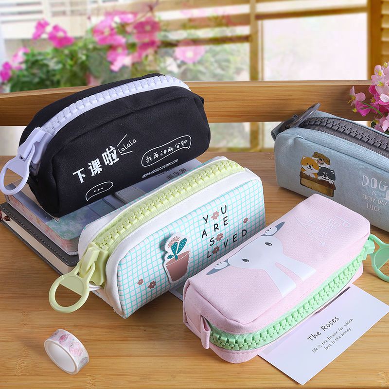 Hộp Bút Vải Hình Mèo, - Túi Vải Canvas Đựng Mỹ Phẩm, Bóp Viết Khóa Zip To QUTI HBV17 HBV18 HBV19