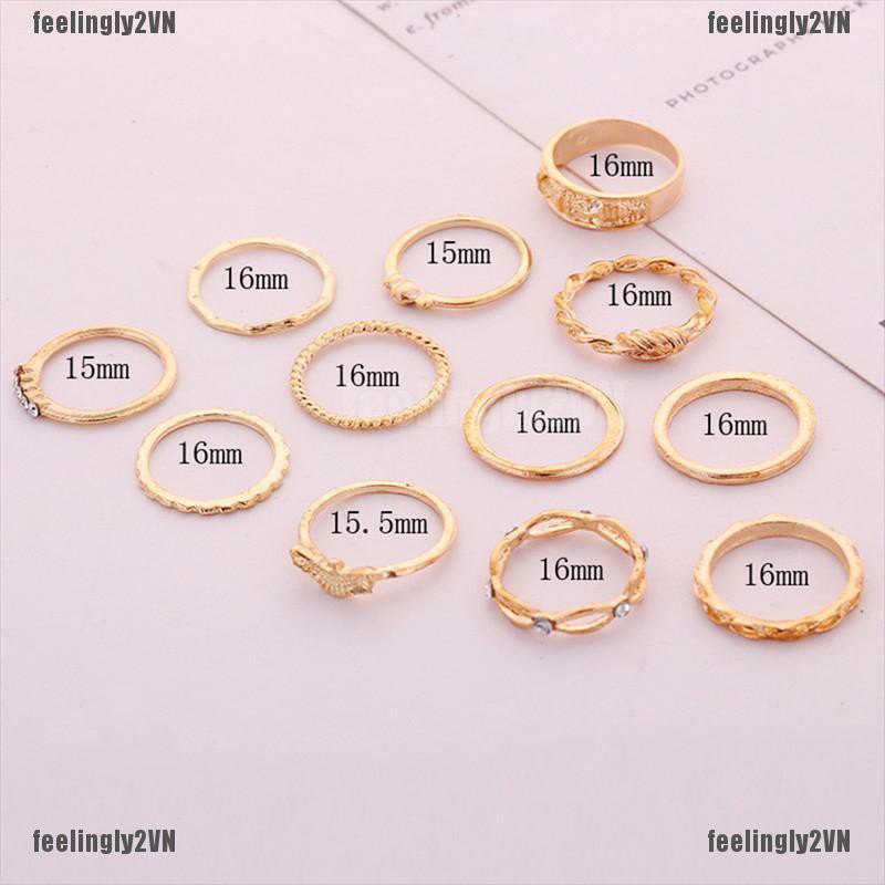 Set 12 nhẫn mạ vàng thời trang cho nữ