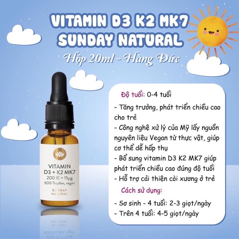 Vitamin D3 k2 Mk7 Sunday Natural Đức - Shop Mẹ Kiến