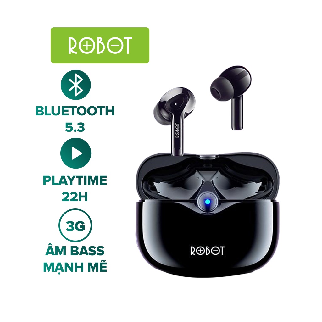 Tai Nghe Bluetooth ROBOT Thiết Kế In-Ear Chống Nước Cảm Ứng Thông Minh - Airbuds T30