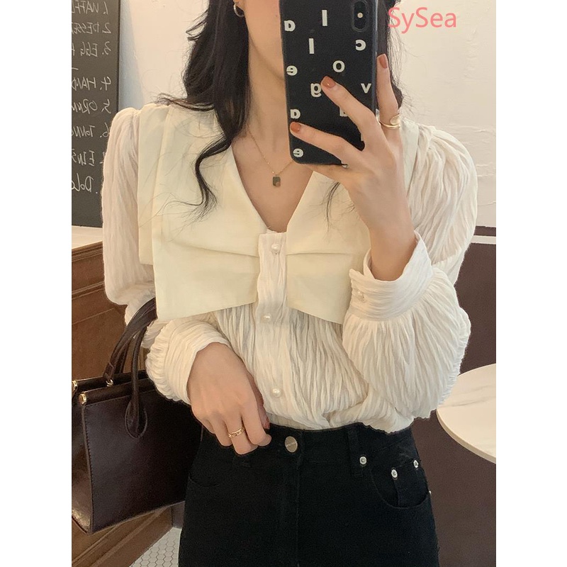 Áo Sơ Mi Cổ Chữ V Plus size Thanh Lịch Theo Phong Cách Mùa Xuân Pháp Dành Cho Nữ