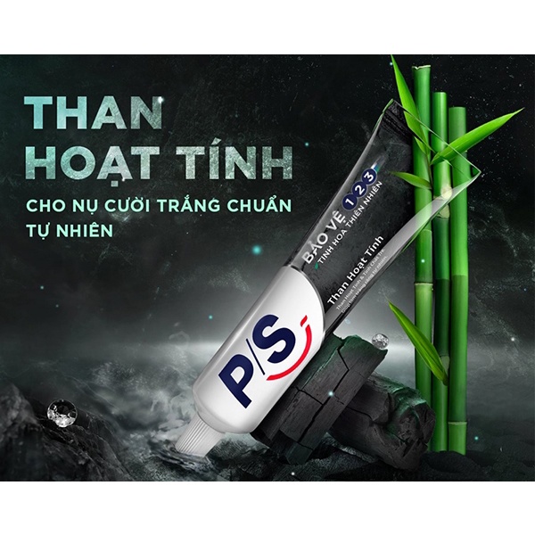 Kem đánh răng PS bảo vệ 123 than hoạt tính 180g