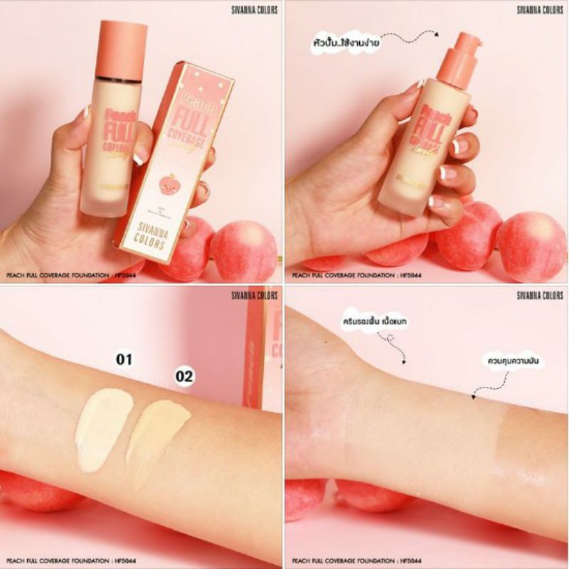 Kem nền Sivanna Colors Peach Full Coverage Lovely HF5044 Thái Lan (35ml) | BigBuy360 - bigbuy360.vn