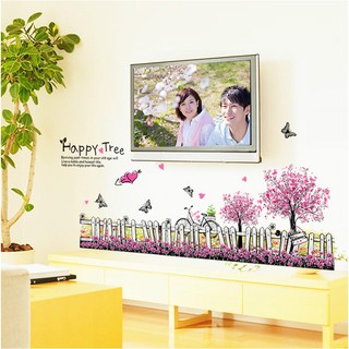 Decal Dán Tường Hàng Rào Hoa Tím