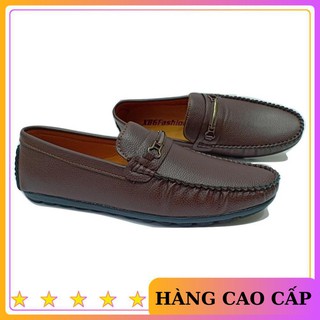 Giày lười nam da mềm khóa ngang 2 màu nâu và đen