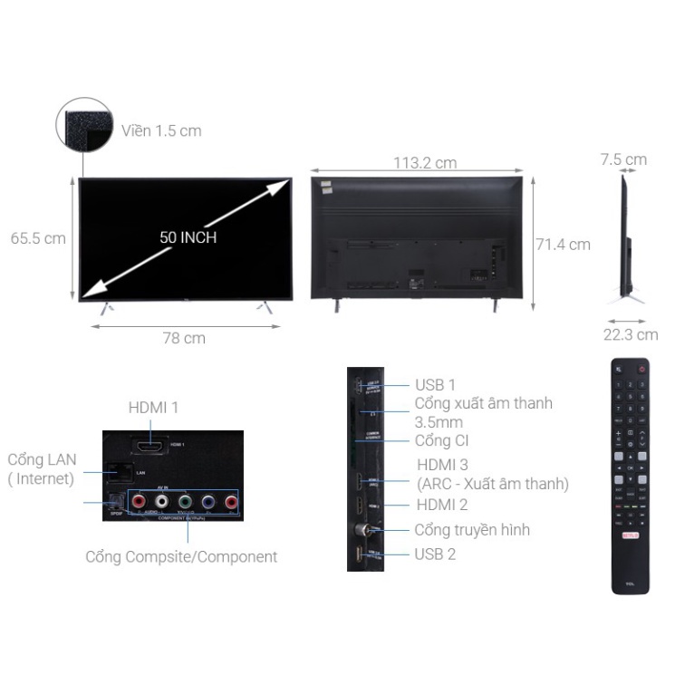 Smart Tivi TCL 50 inch 4K UHD L50P62 (Chính Hãng Phân Phối) Full (Nguyên seal ) | BigBuy360 - bigbuy360.vn