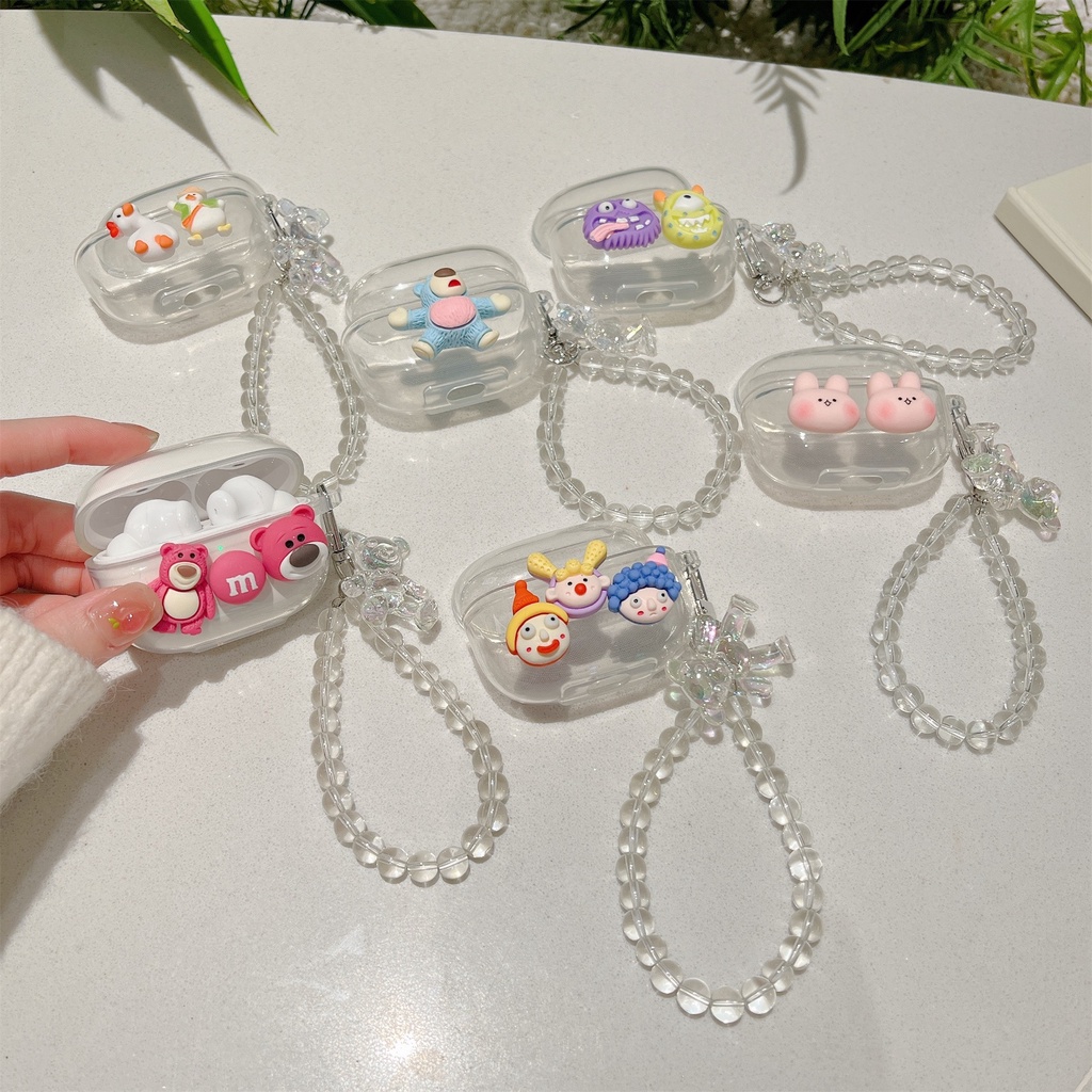 Vỏ Bảo Vệ Hộp Sạc Tai Nghe OPPO ENCO X Bằng TPU Mềm Trong Suốt Hình Gấu / Hoa 3D DIY