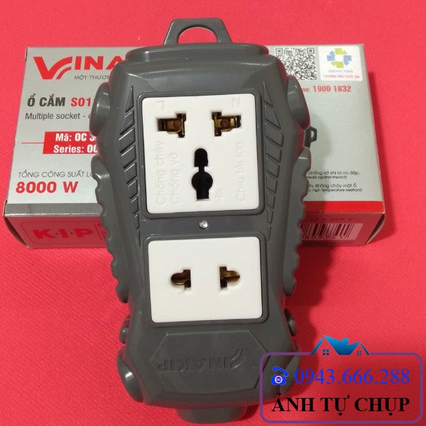 Ổ cắm chịu tải 8000W Vinakip - Ổ cắm điện công nghiệp chống cháy, chống vỡ, chịu tải lớn